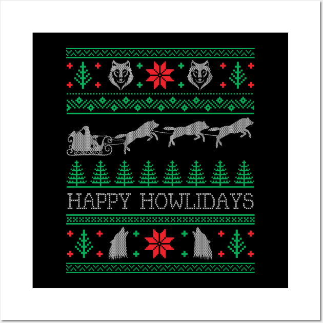 Funny Christmas Wolves Wolf Lover Ugly Christmas Sweater Wall Art by mrsmitful01